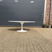 Original oval Tulip Knoll table 198cm white laminate, NEW in the box.