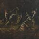 Ancient painting on a religious subject, miracle of Moses, 17th-18th century.