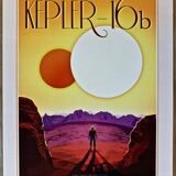 Impression lithographique de la planète kepler-16b issue de la série "visions du futur"
