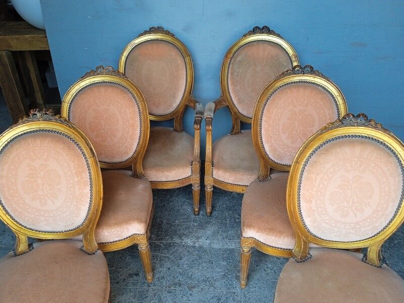 2 fauteuils 4 chaises salon Louis XVI époque XIXeme