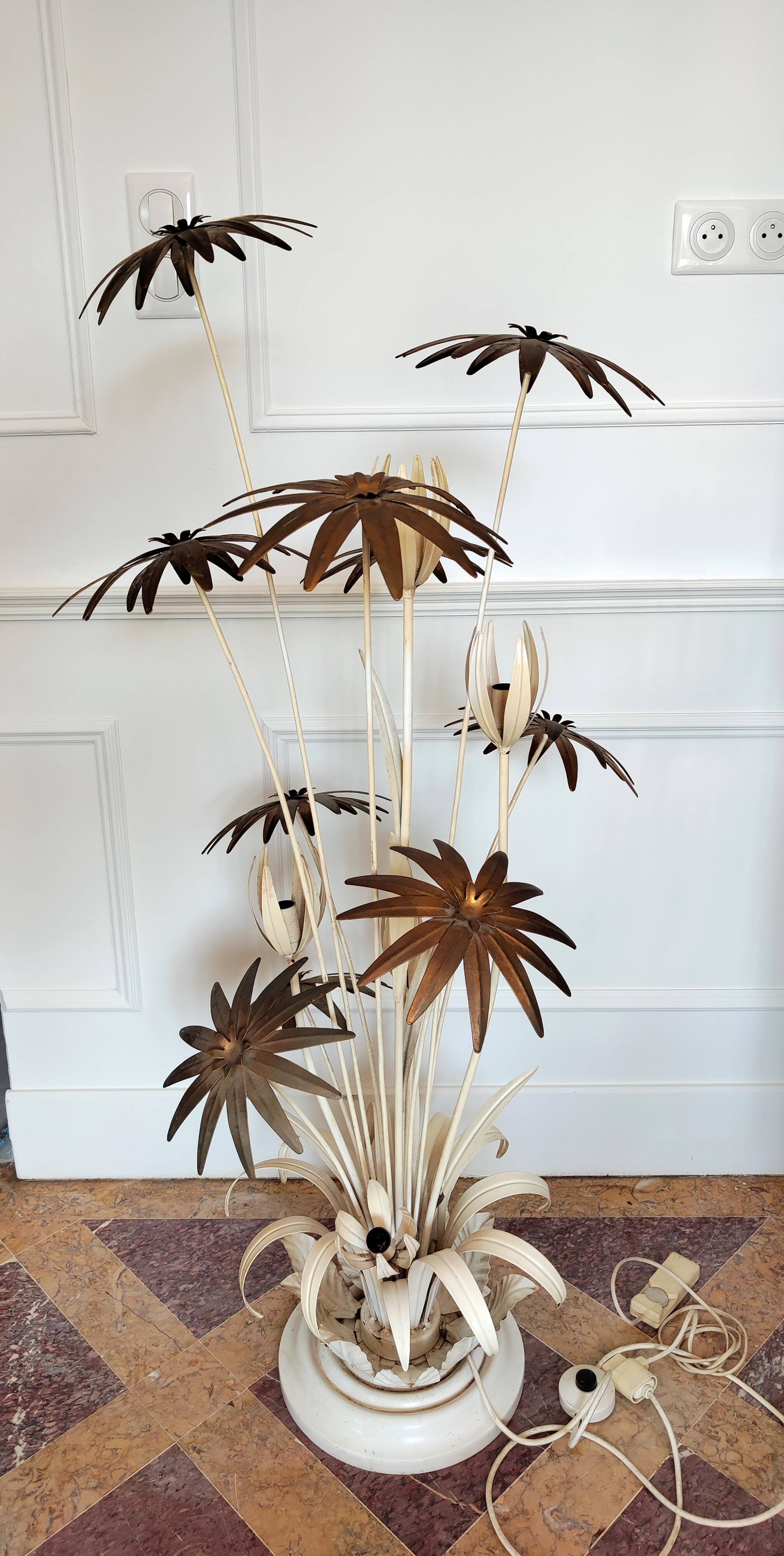 Vintage flower floor lamp by Hans Kogl 1970s