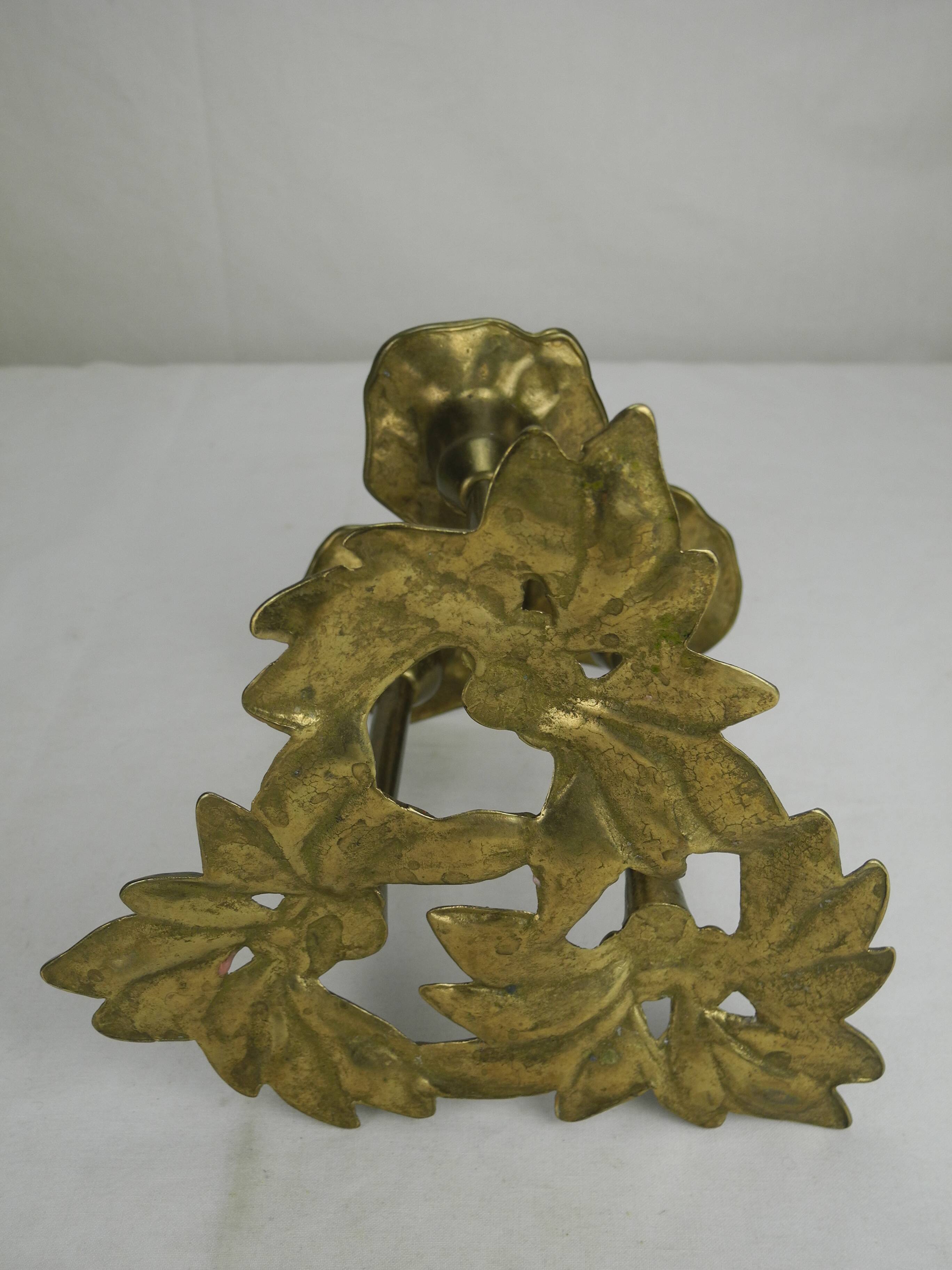 Antique floral candlestick vintage brass candlestick candleholder