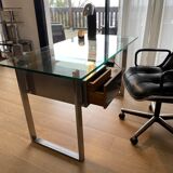 Bureau moderniste en inox de Paul Legeard pour Dom. 1970