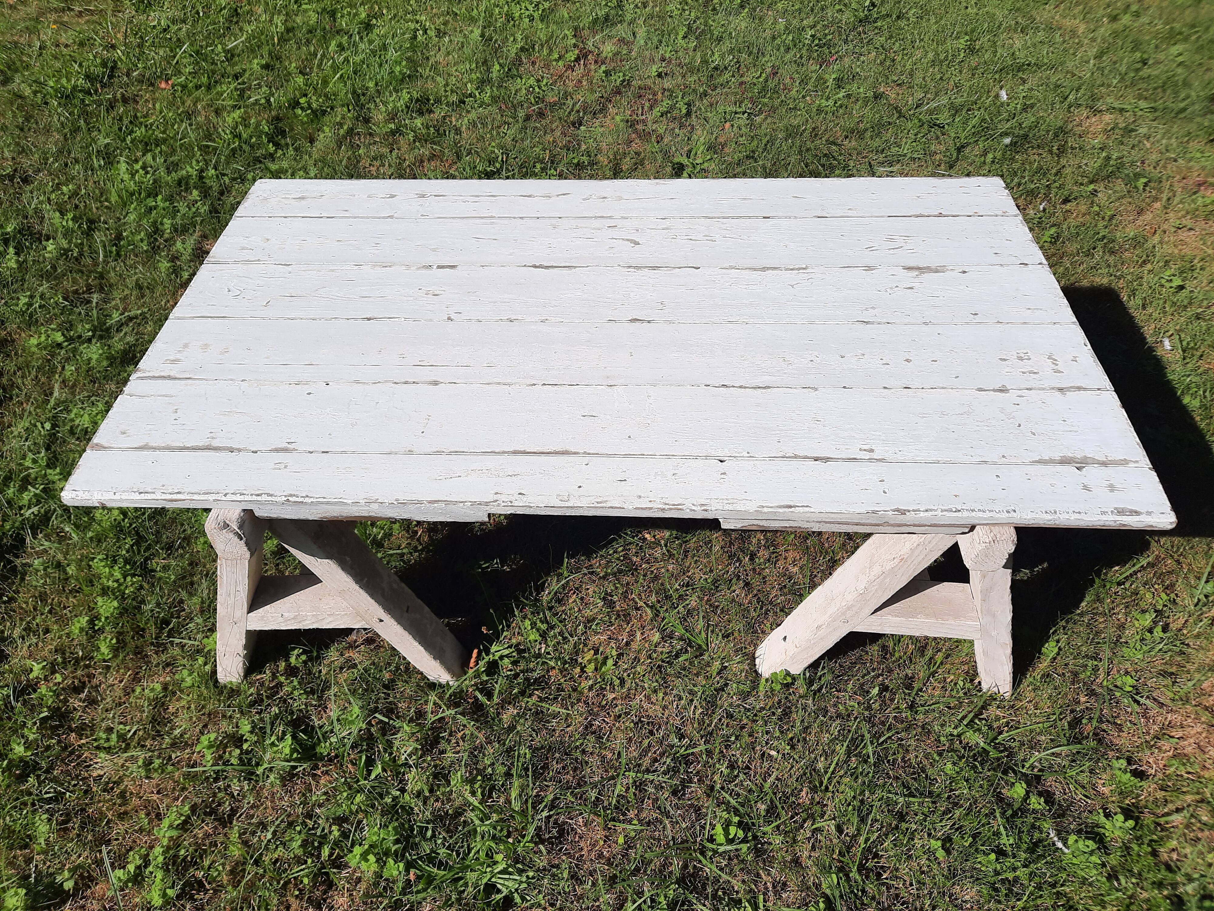 Coffee table on old trestles
