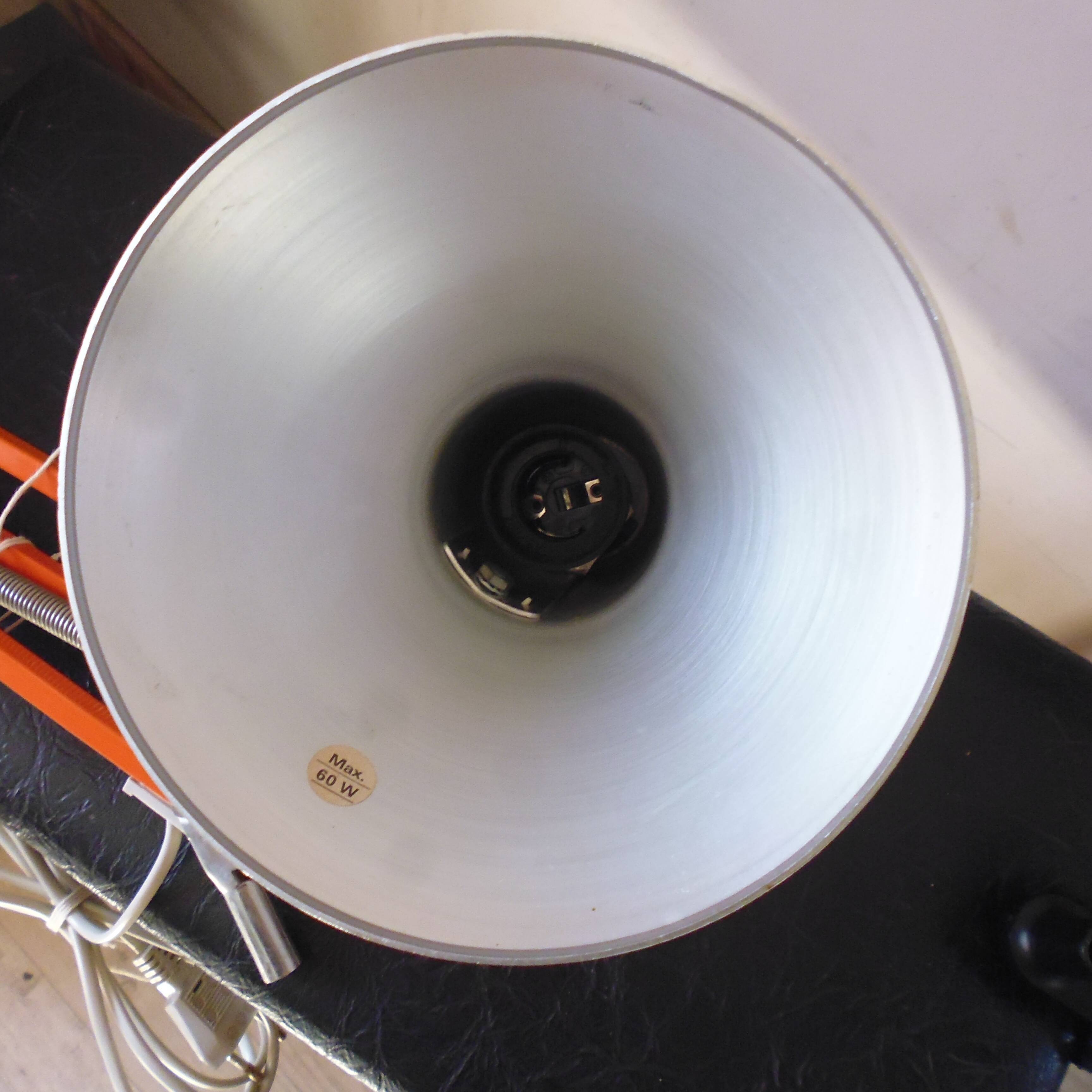 Danish orange workshop lamp from the 70s