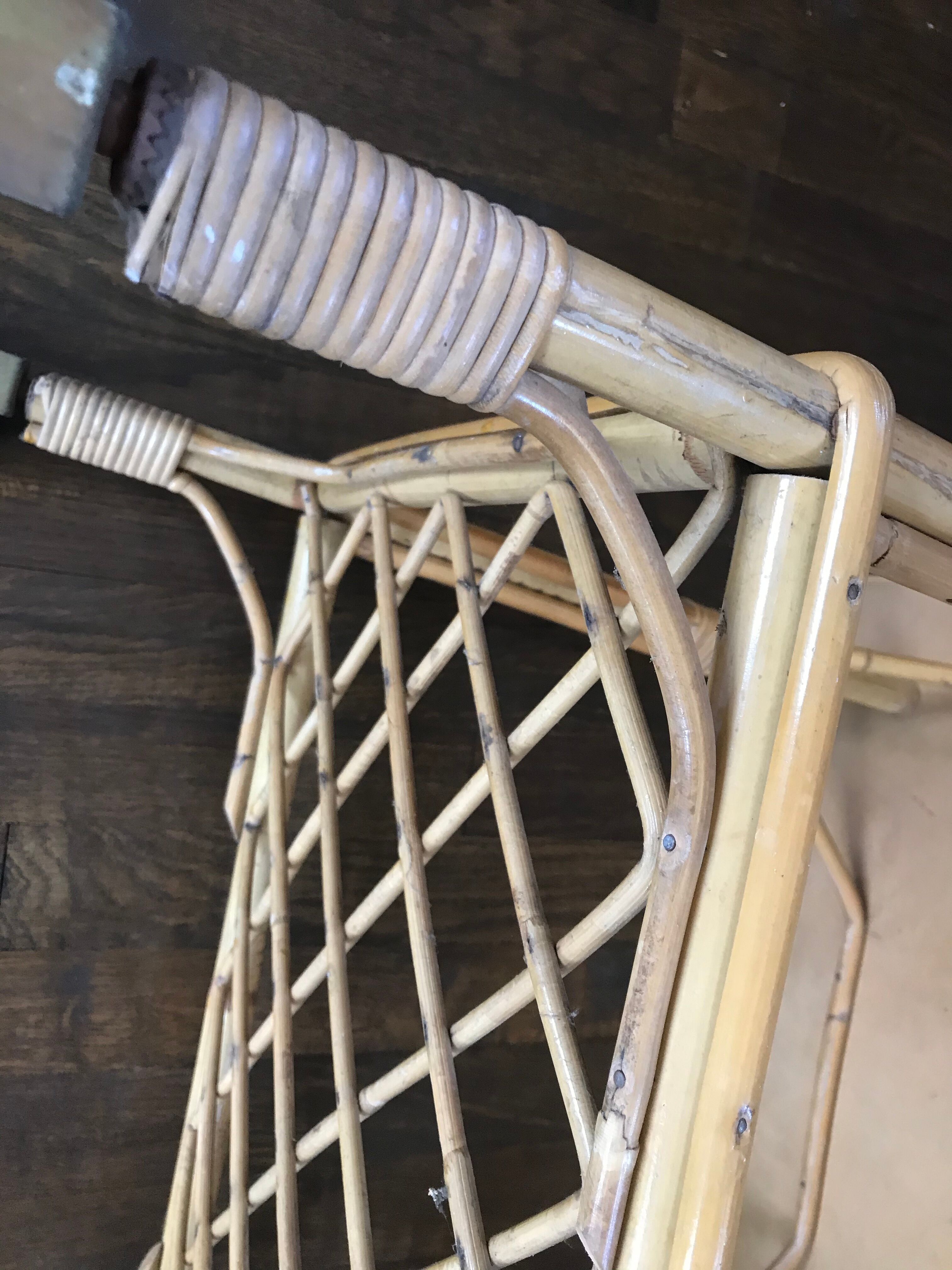 Vintage rattan serving table 1950