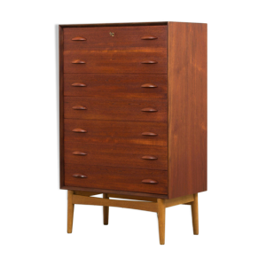 Commode en teck danois avec 7 tiroirs