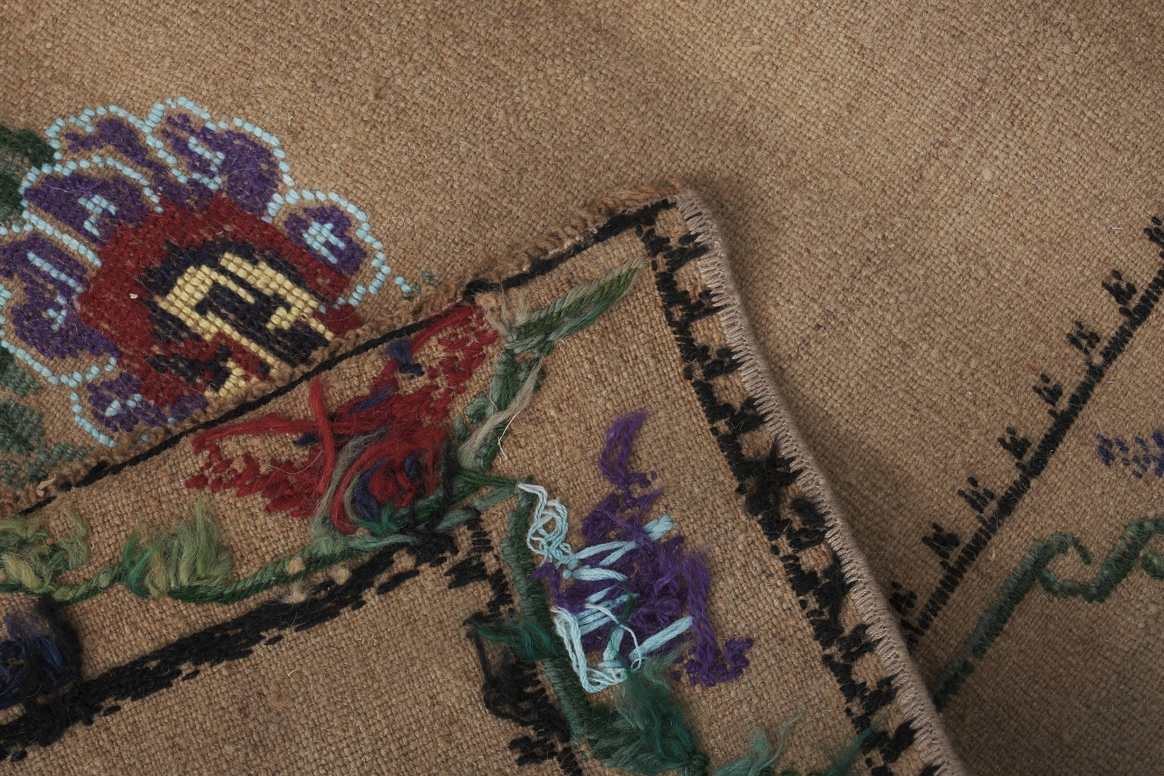 Vintage Turkish Oushak Handwoven Rug 52x409 cm