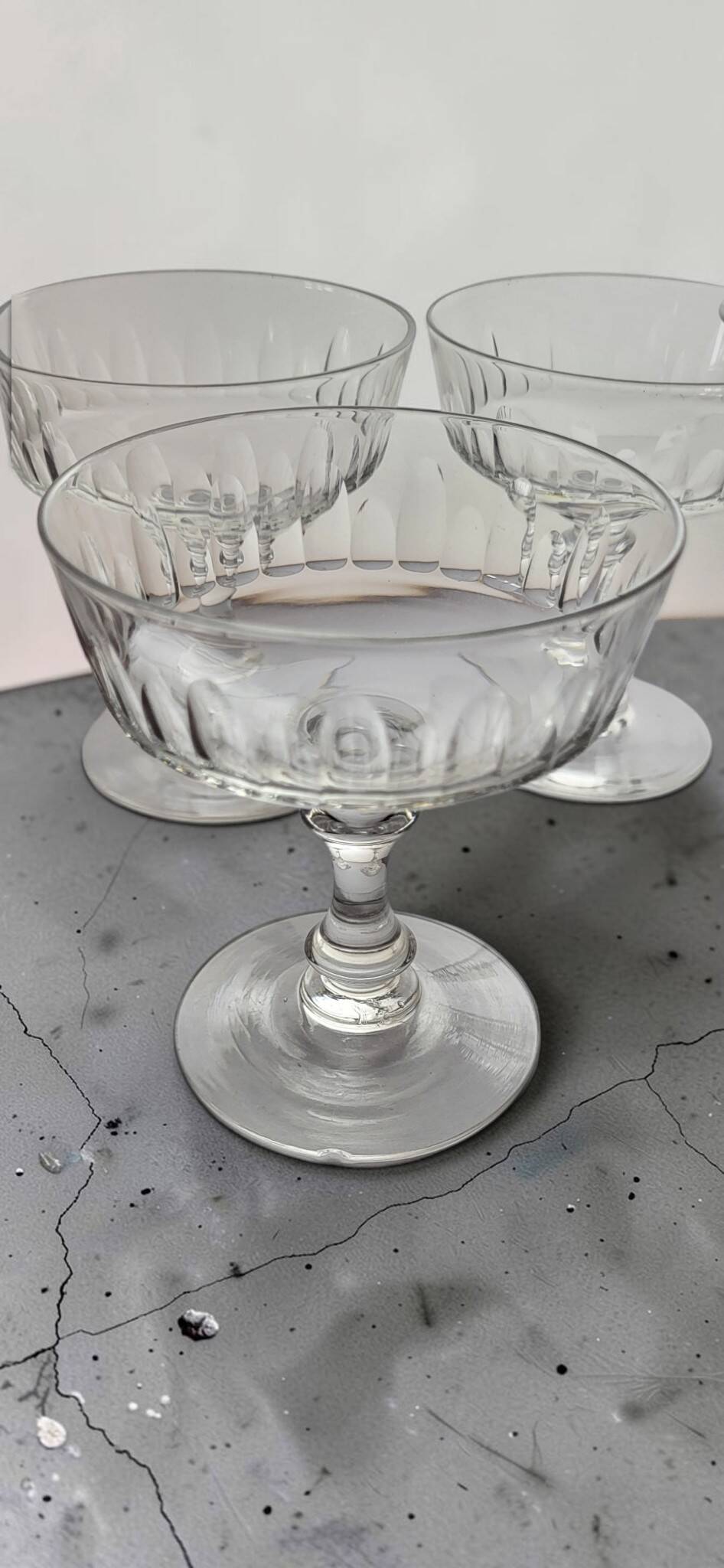 7 coupes à champagne en cristal 1950's