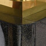 Bar in black lacquer and gilded brass by Jean-Claude Mahey for Maison Romeo.