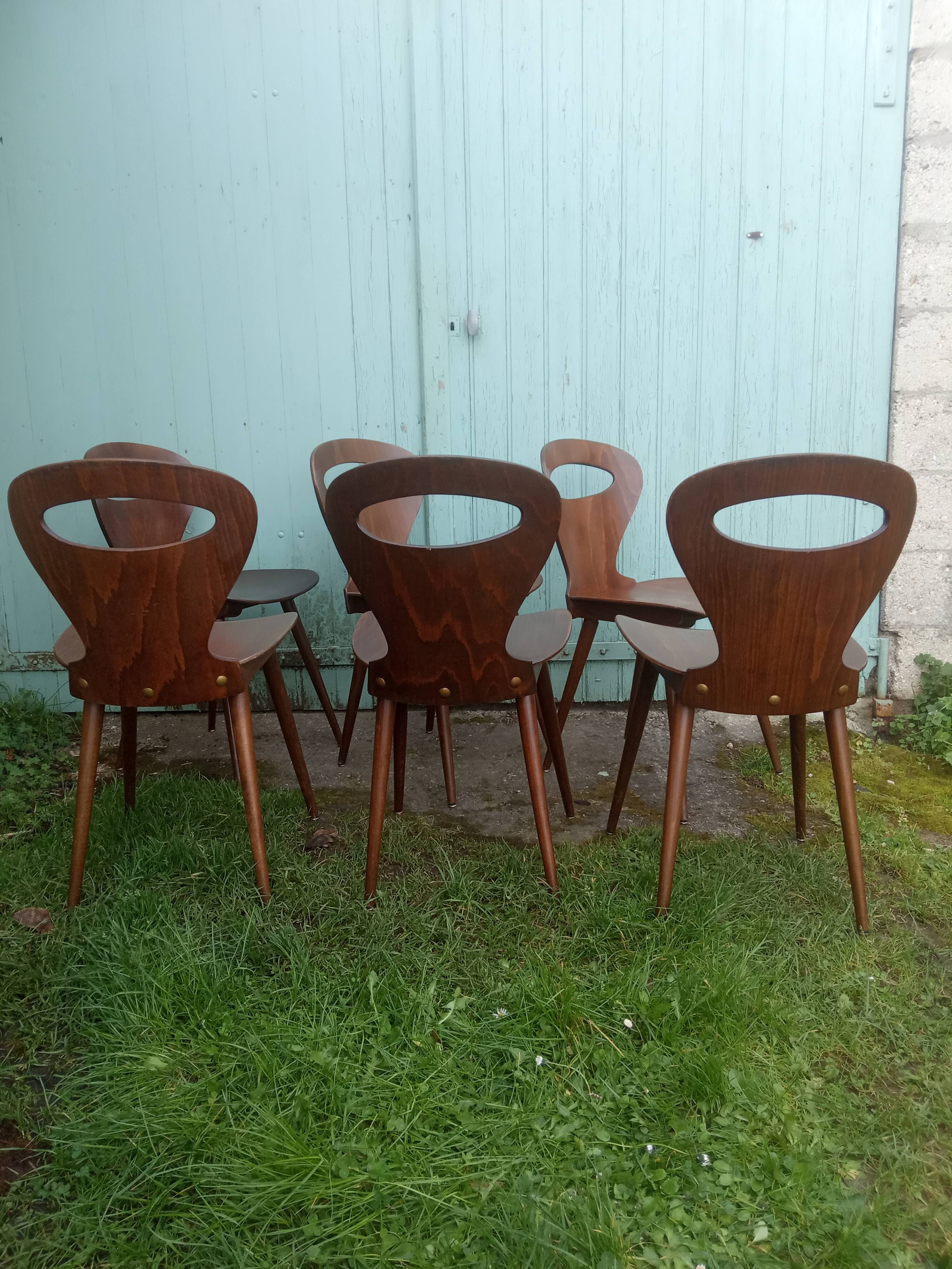 Lot de 6 chaises bistrot Baumann modèle "Fourmi"