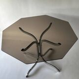 Smoked glass and chrome metal dining table 1970
