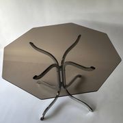 Table à manger en verre fumé et métal chromé 1970