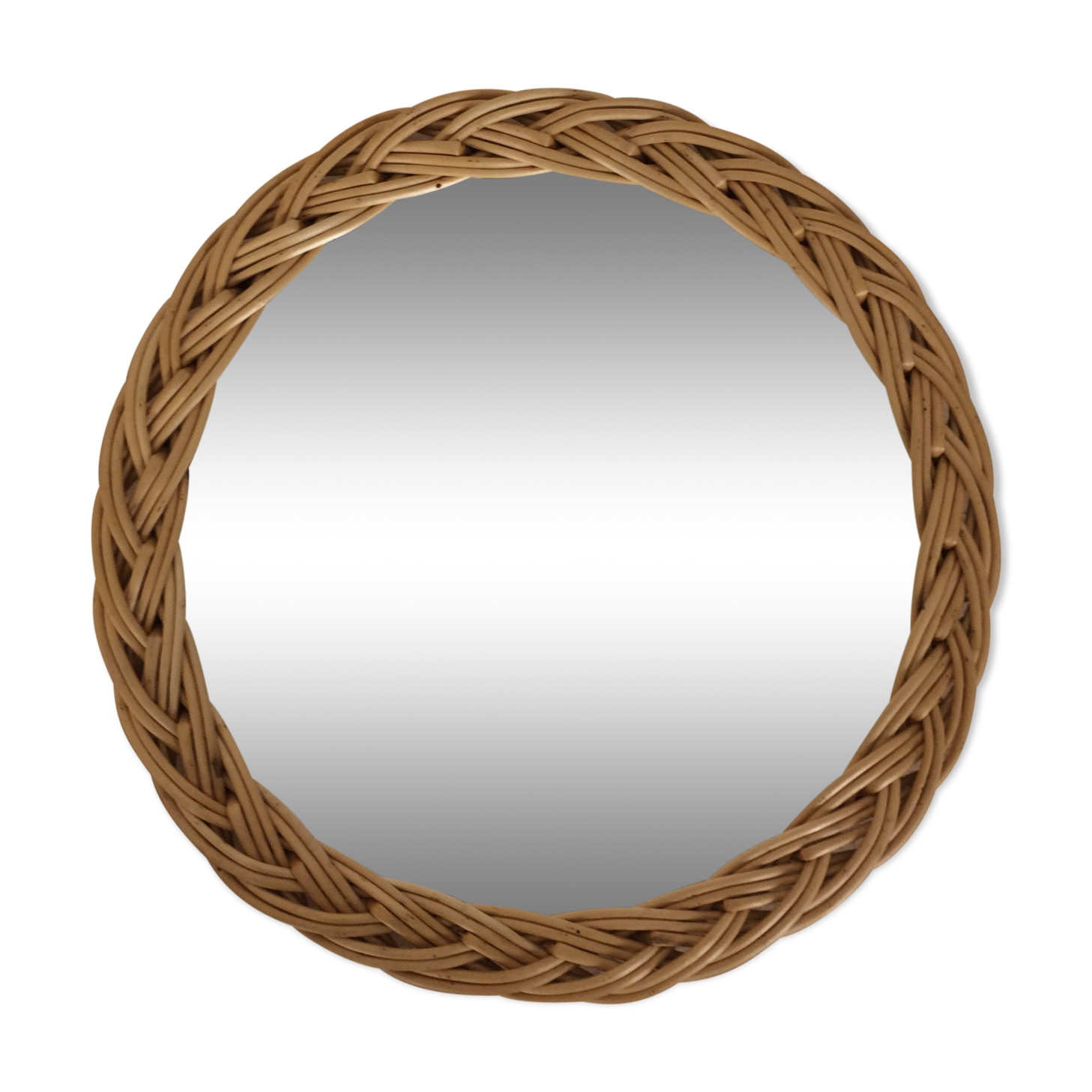 Woven rattan log mirror 30 cm