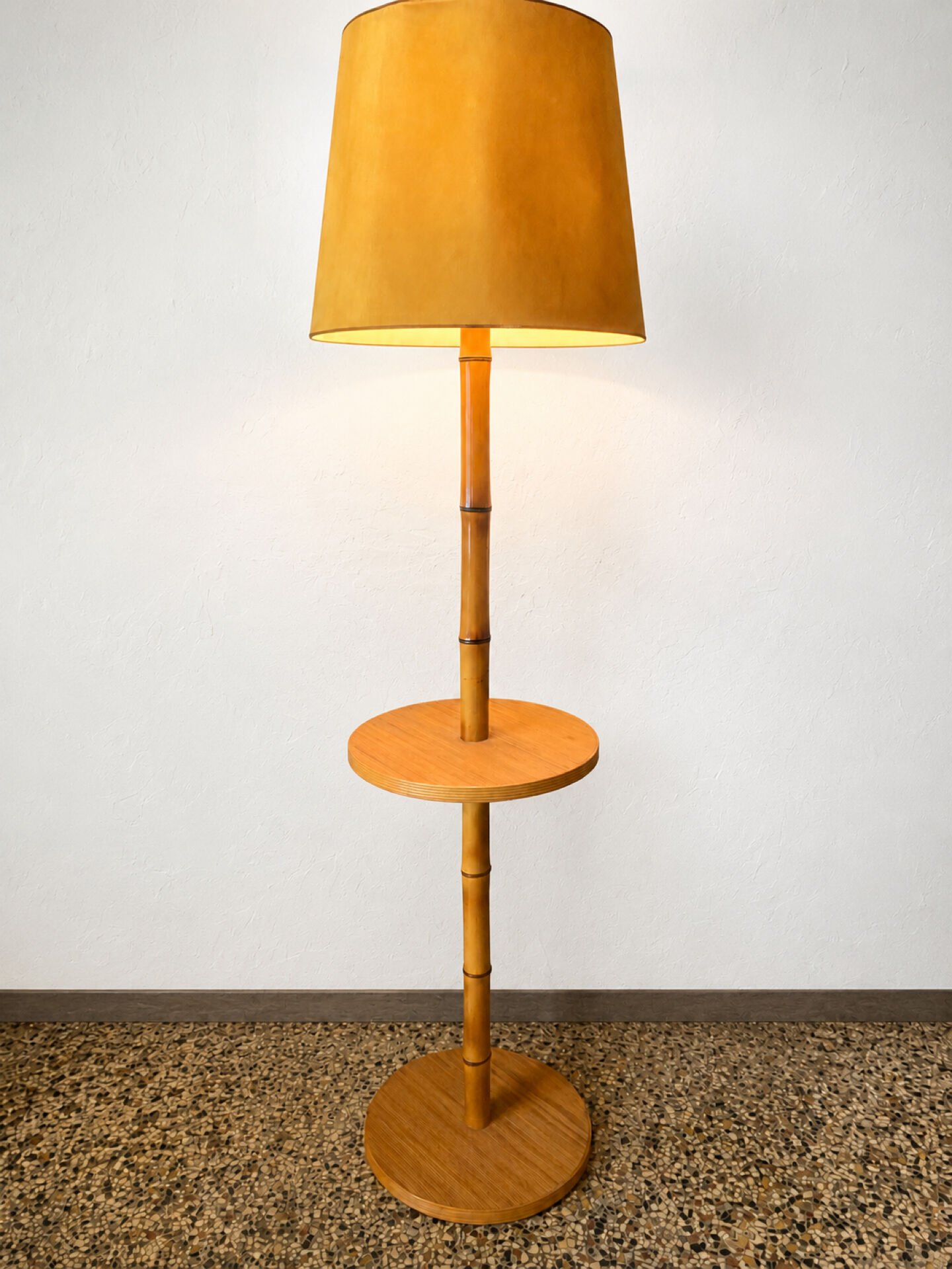 Large bamboo floor lamp from the 1960s.