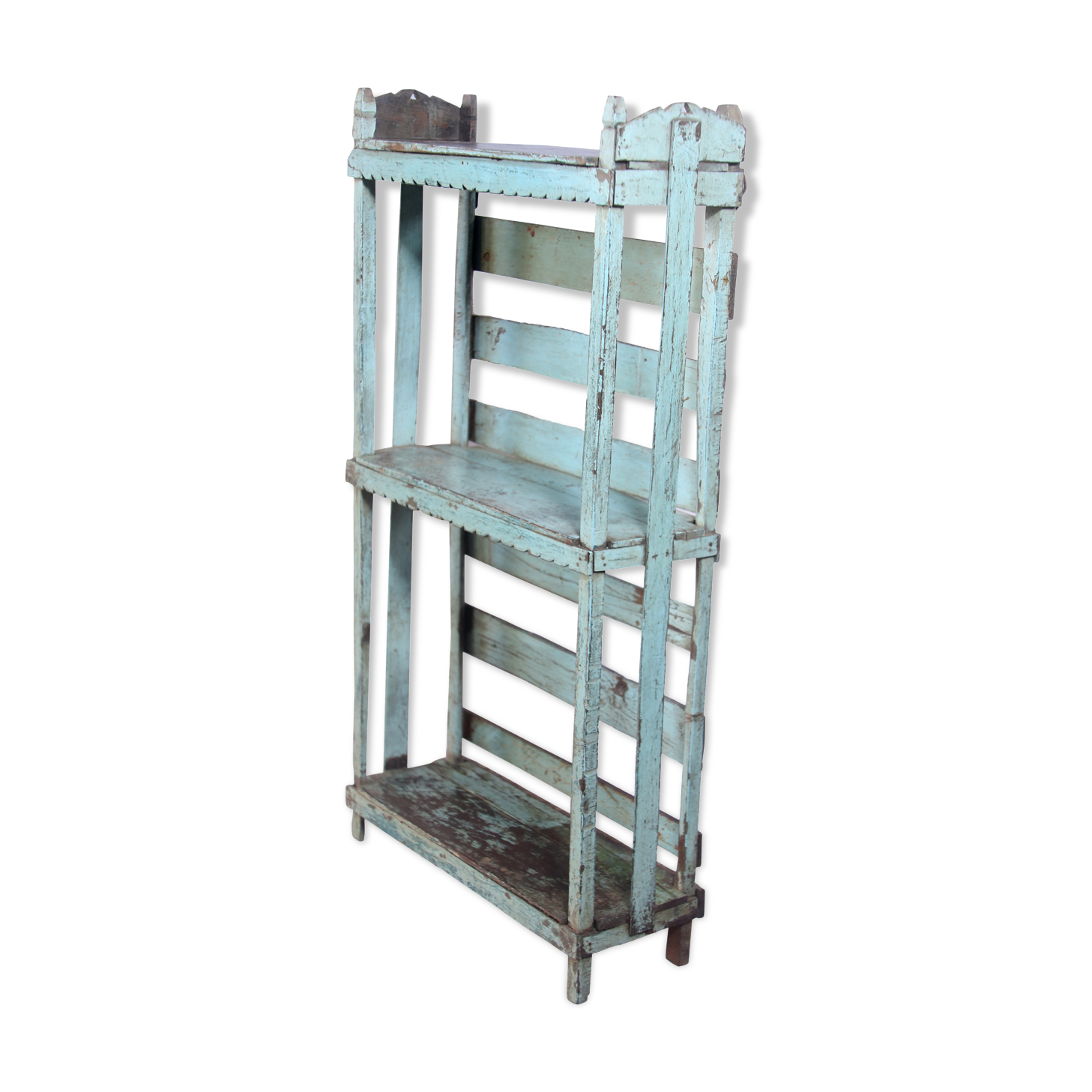 Freestanding or wall-mounted shelf in old Burmese teak