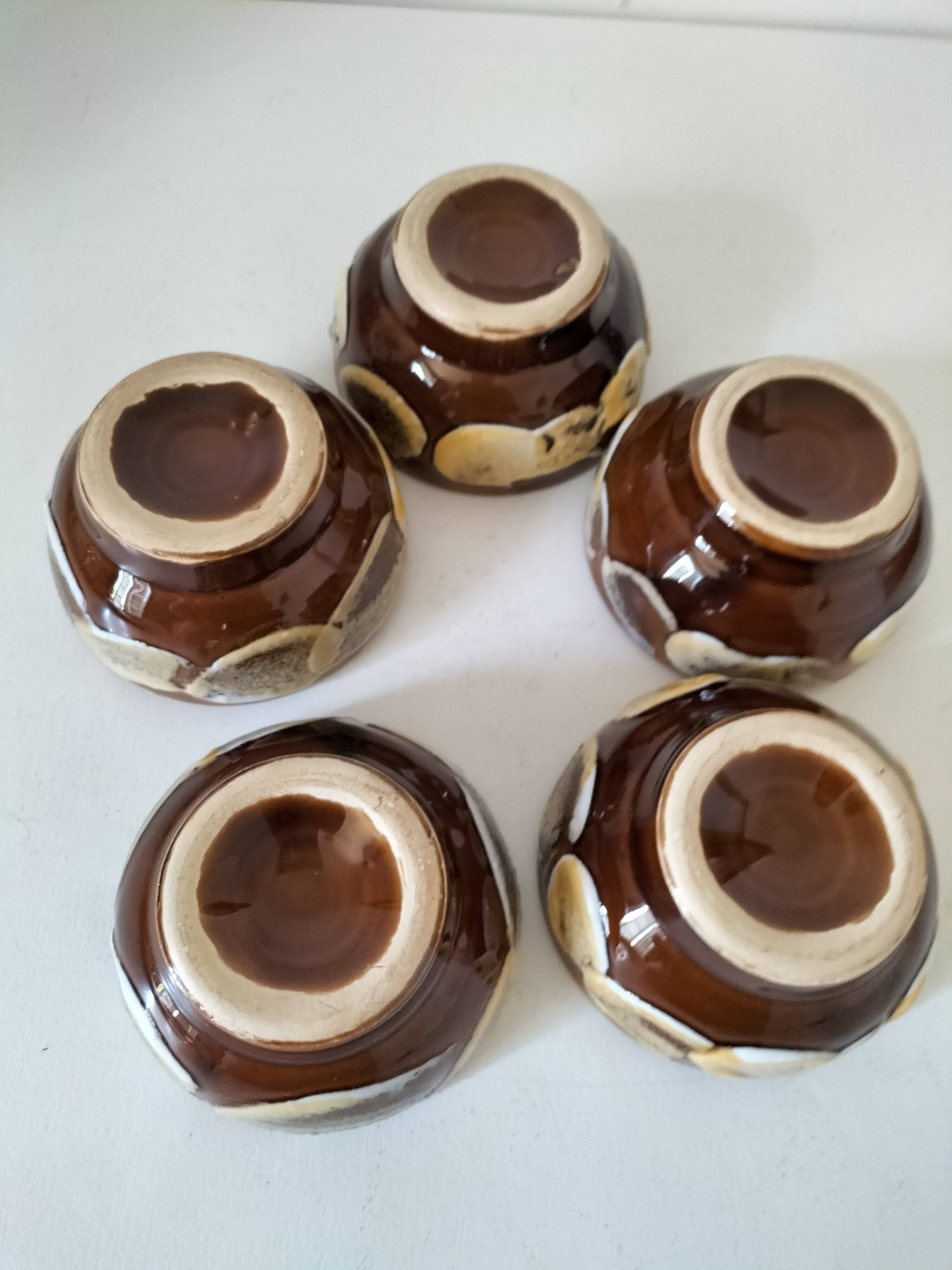 Set of 5 vintage enameled bowls – Chic terracotta ambiance