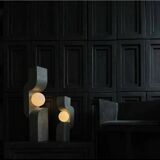 Table lamp, large model - dark gray, ceramic, contemporary work.