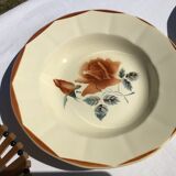 6 Digoin beige caramel edge hollow plates