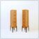 Pair of vintage wicker bedside tables with five drawers.