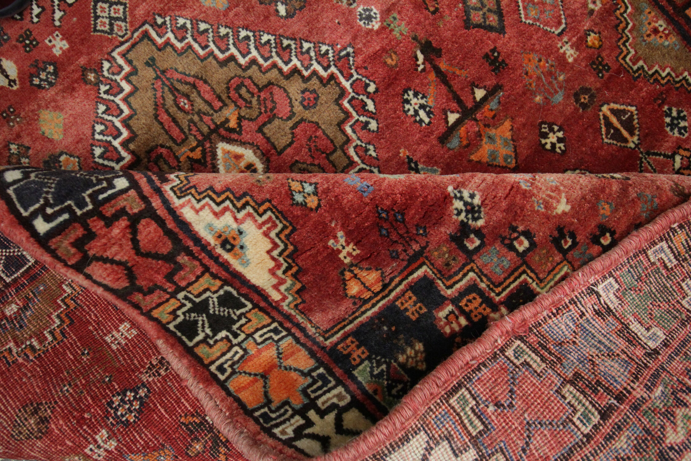 Vintage Persian Qashqai Handmade Wool Shiraz Rug- 119x243cm