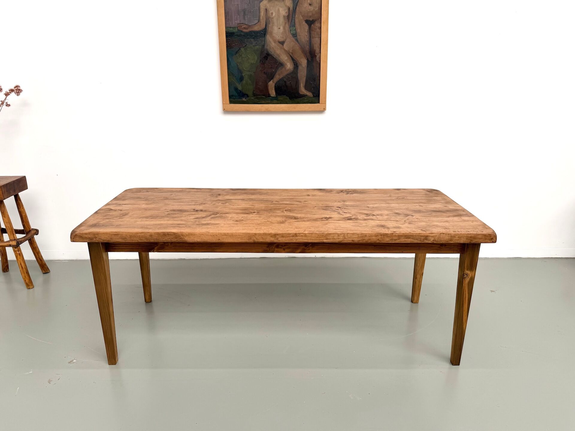 Table de ferme vintage en peuplier