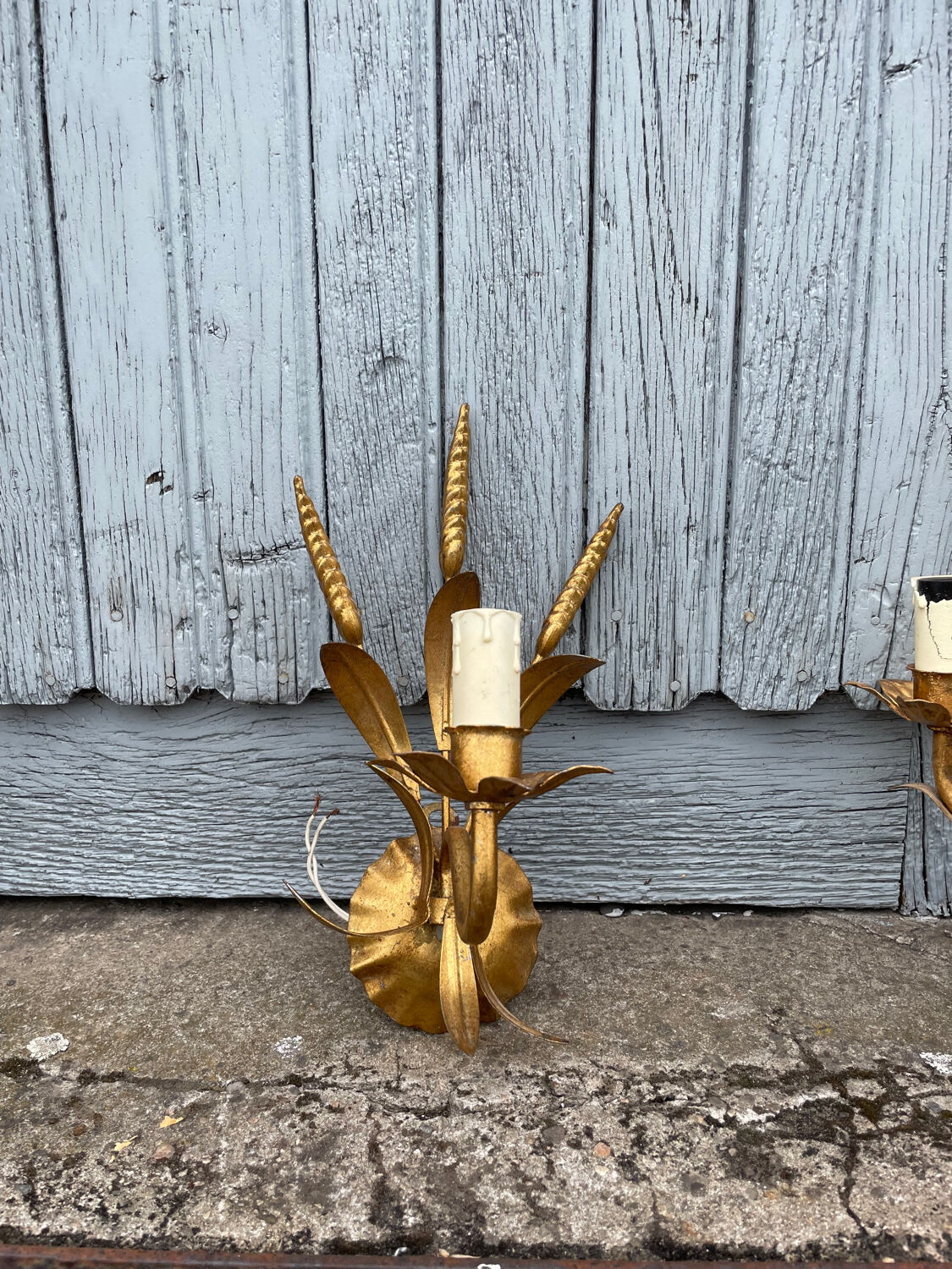 Chandelier and Pair of Wheat Sheaf Wall Lights