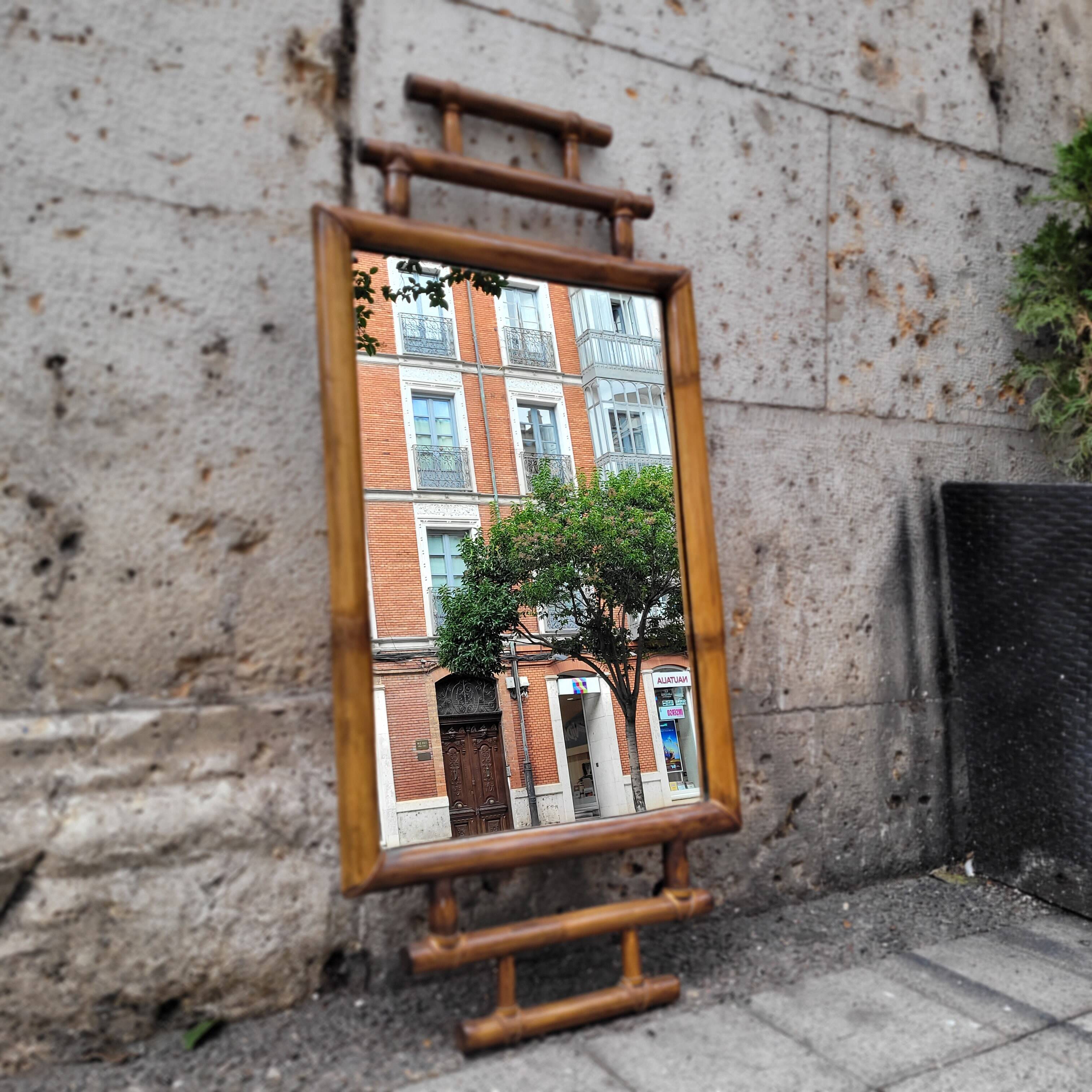 Colonial mirror with bamboo frame, 1900s - France