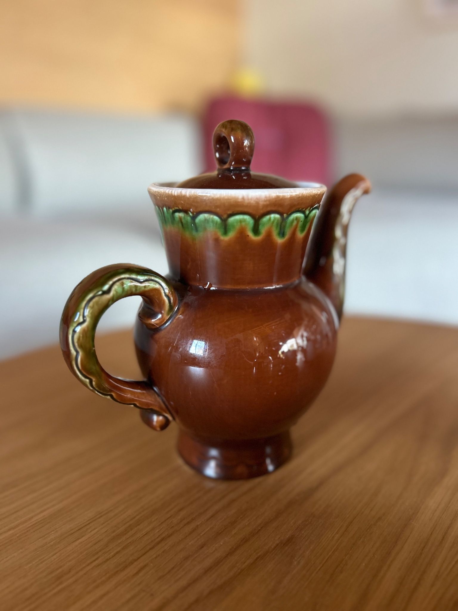 Large jug / enamelled earthenware teapot with a flambé glaze — Soviet design