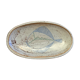 Terracotta /sandstone dish signed with fish drawing