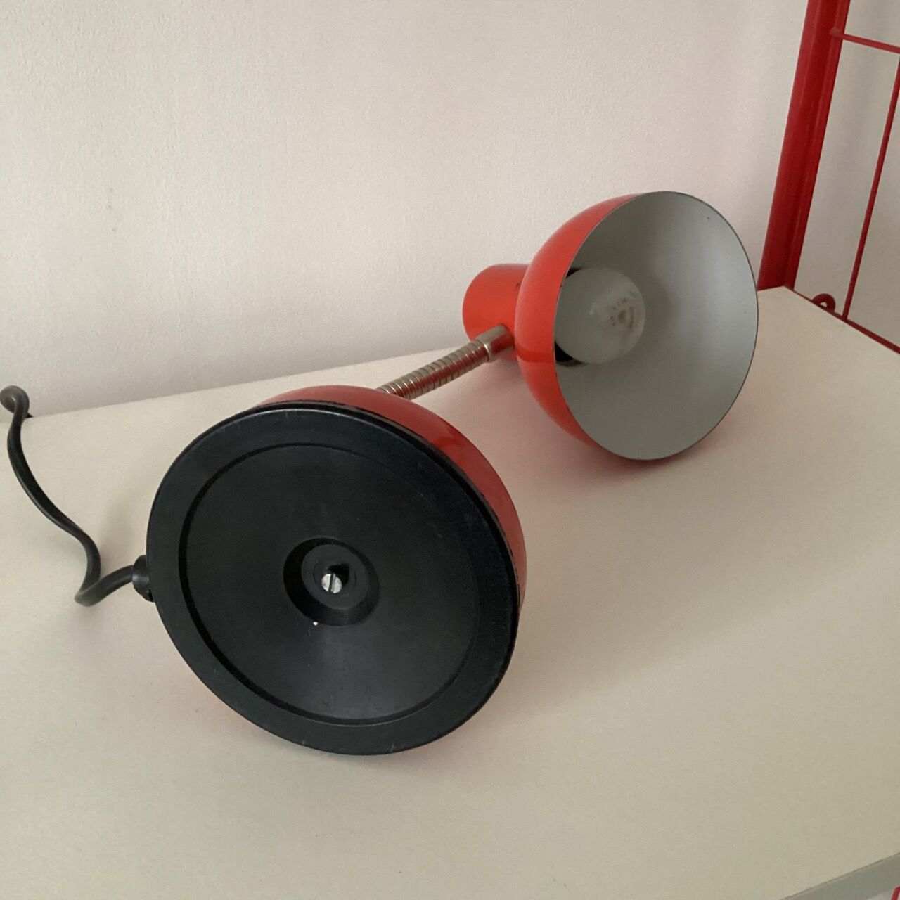 Red metal lamp