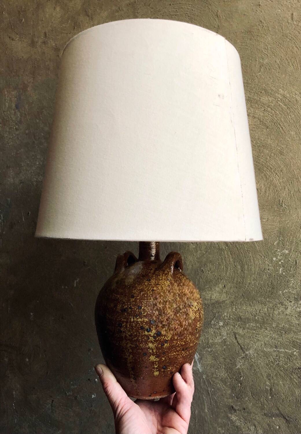 Handmade pyrite stoneware lamp, 1970