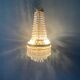 Antique hot air balloon chandelier in brass and crystal, 3 lights, 1920s