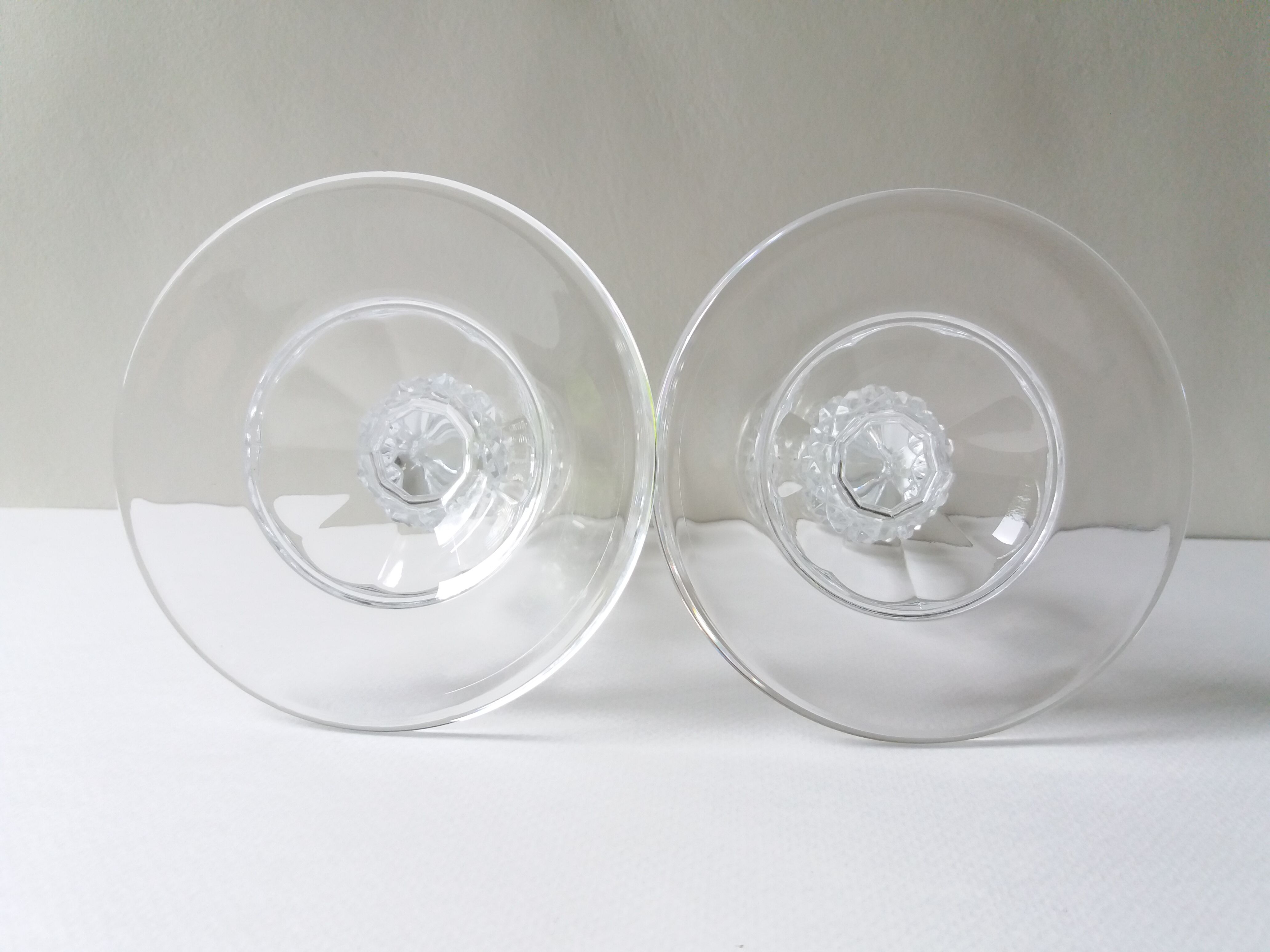 Pair candlesticks glass diamond spikes