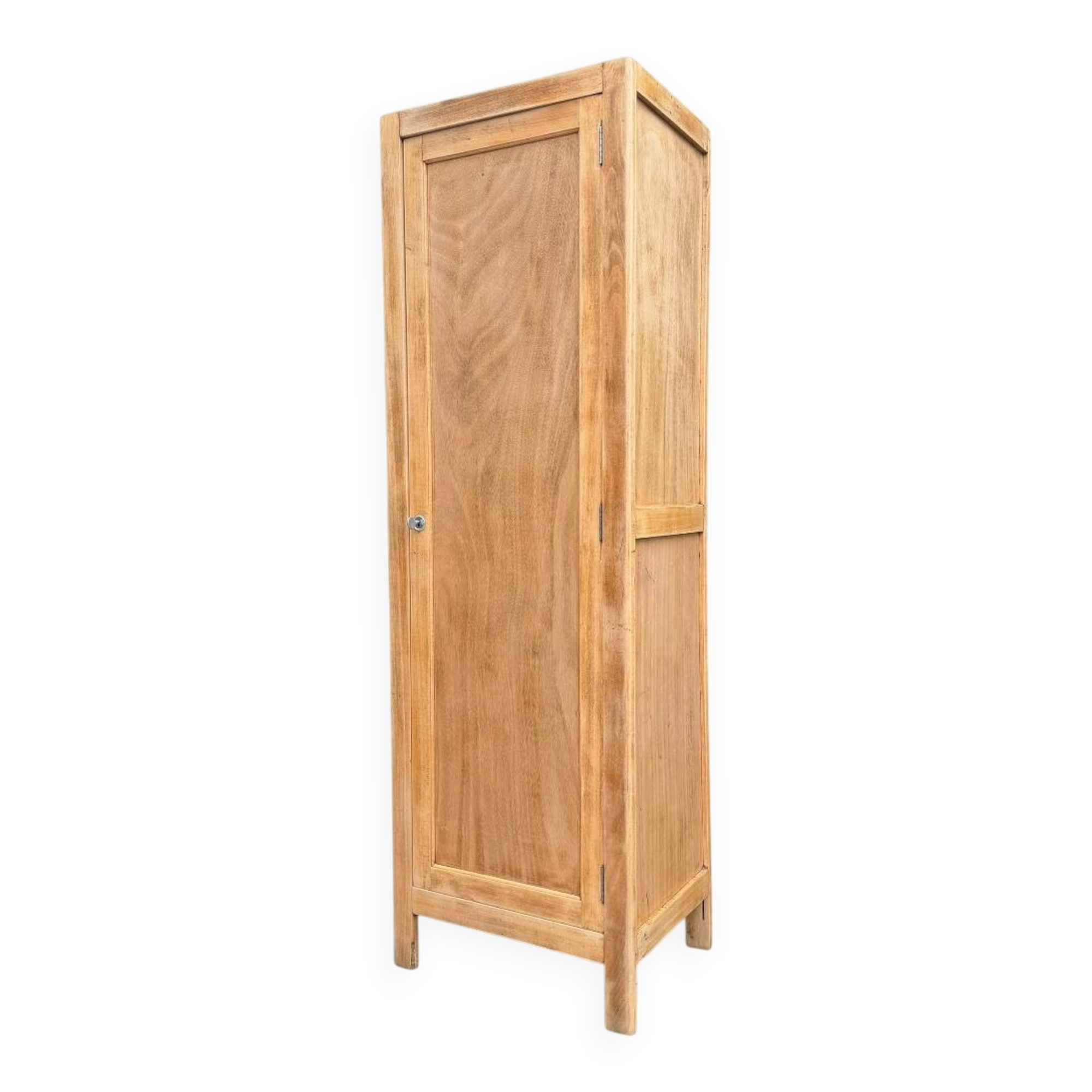 Parisian bonnetière wardrobe in raw wood, 1950.