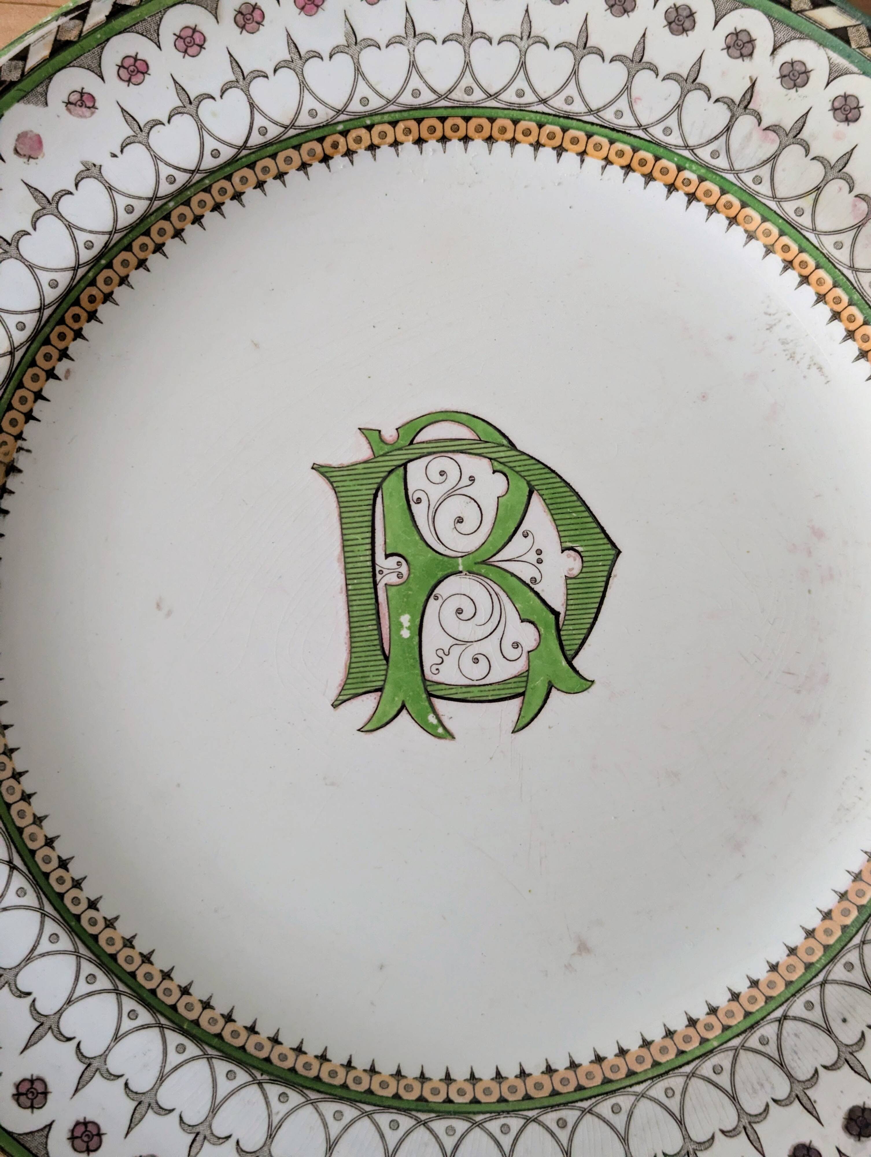 Antique round dish from Creil & Montereau, “Venetian” decor, late 19th century