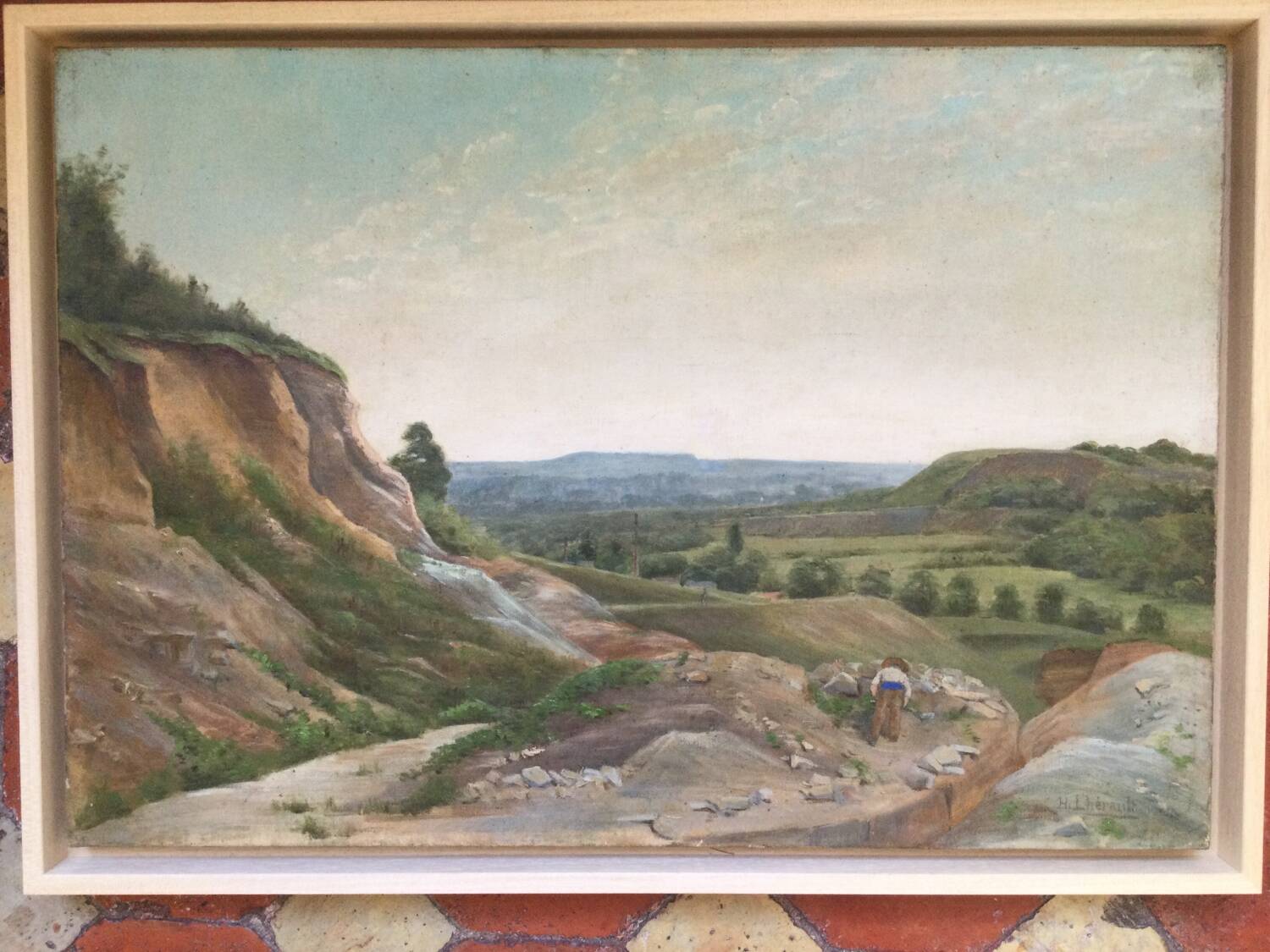 The stonemason. oil on canvas by henri lhérault 1860-1928.