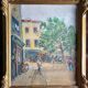 Sunny terrace table on market day signed (Ch. Blondel?)