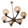 Angelo Brotto gold-plated brass chandelier with 6 globes, Italy 1960s