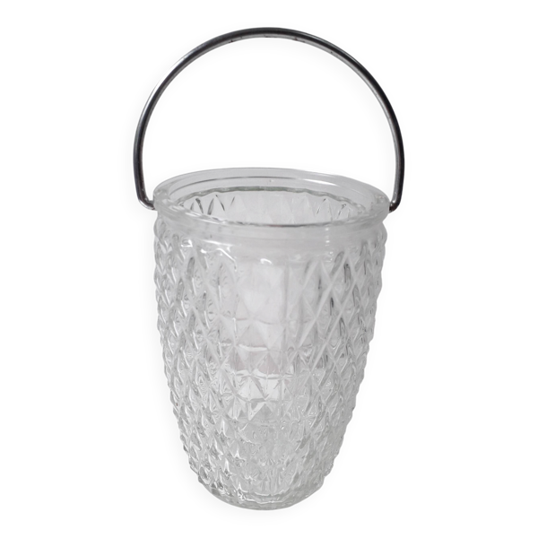 Seau à glaçons en verre taillé (vintage)