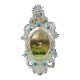 Miroir Vénitien En Verre De Murano Incolore Et Bleu