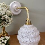 Vintage globe wall light in white Clichy glass
