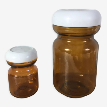 Pair of amber jars