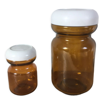 Pair of amber jars