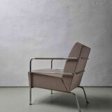 2 vintage nude leather "Cinema" easy chairs by Gunilla Allard for Lammhults | 1990s