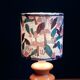 Mushroom lampshade and vintage orange glass lamp foot