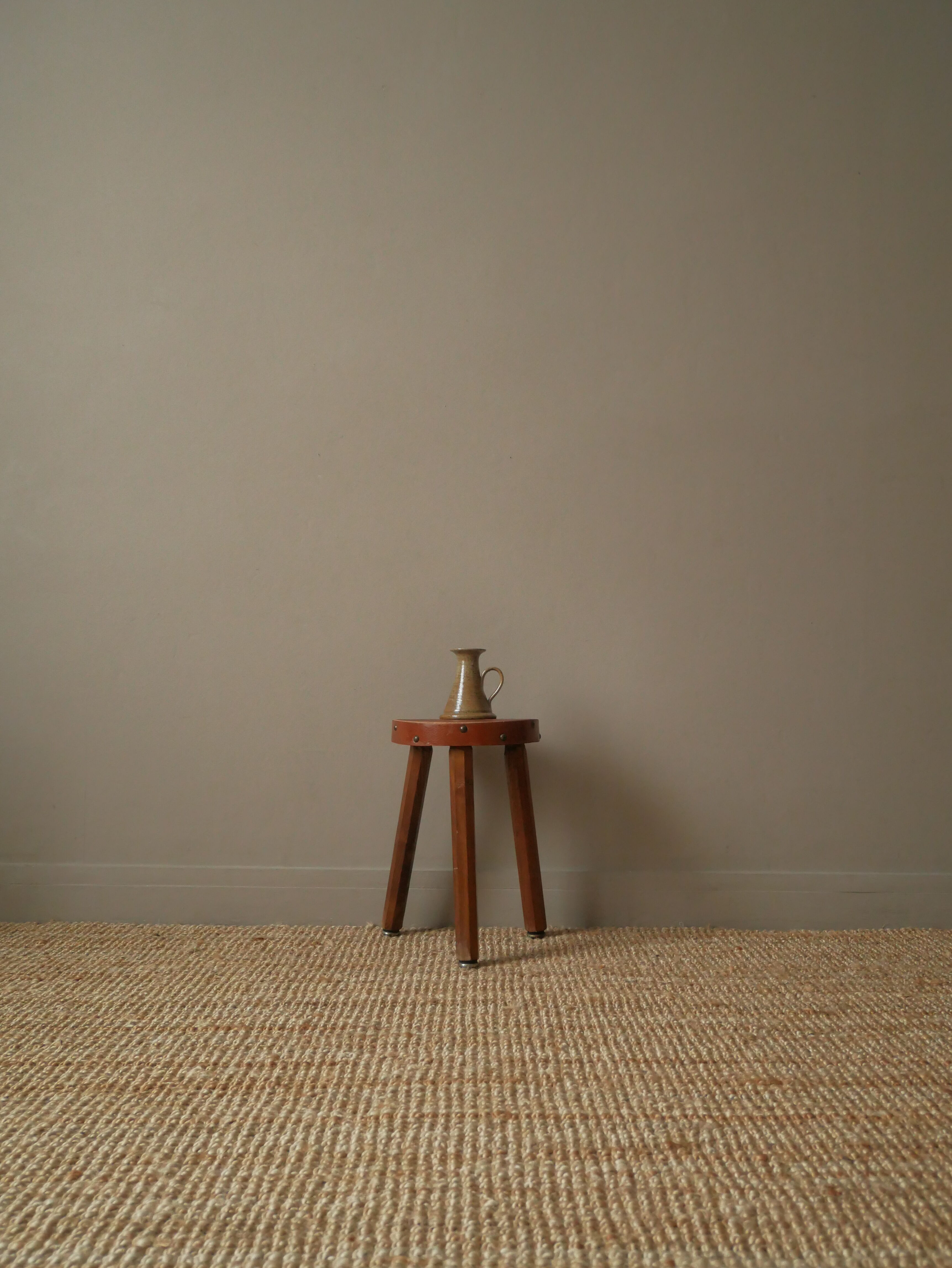 Vintage handheld stoneware candle holder, Scandinavian decorative object