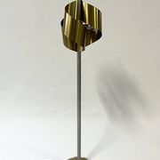 Italian Floor Lamp in Brushed Steel and Brass, 1970s