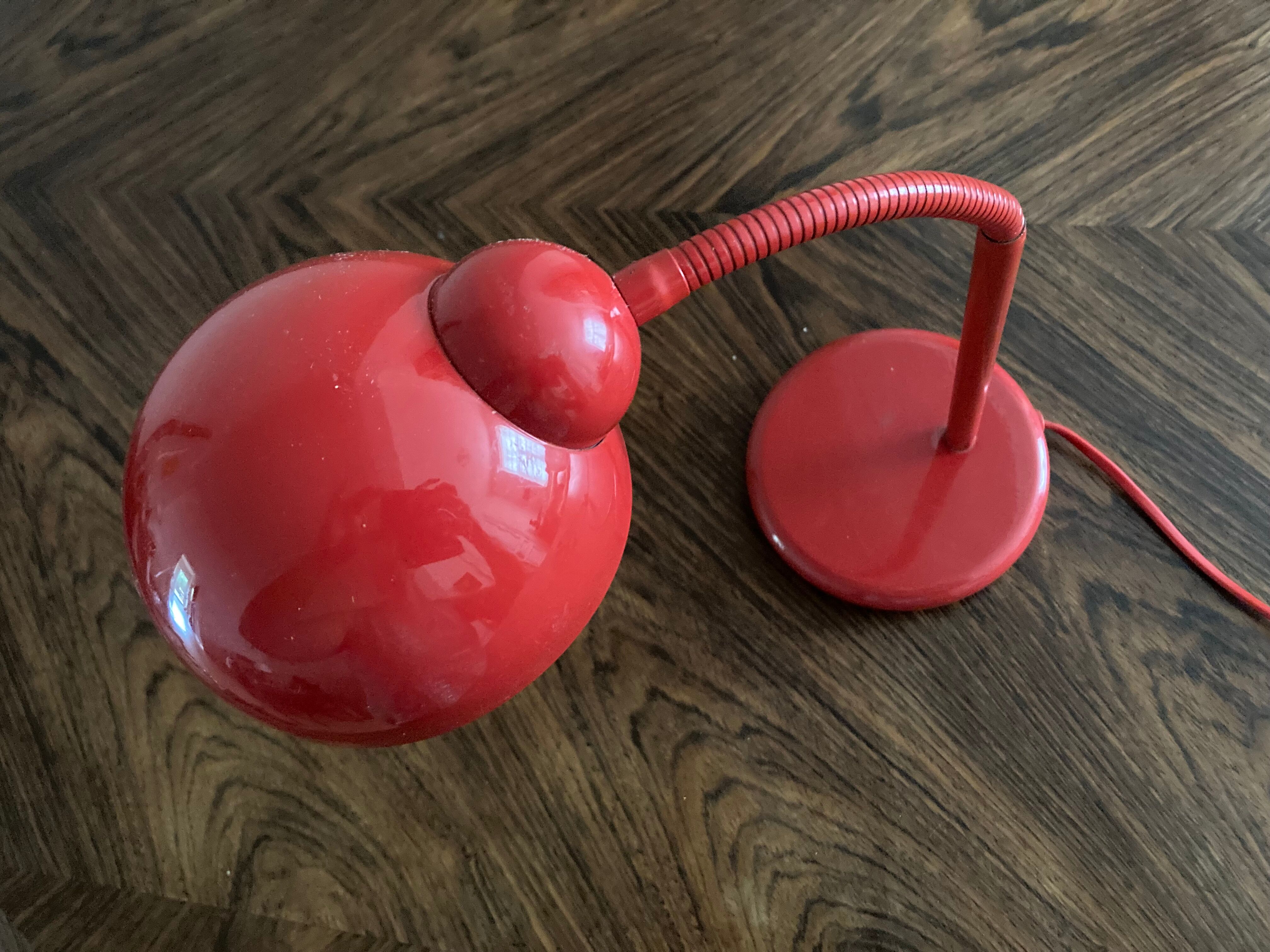 Desk lamp or bedside table vintage 80s red