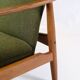 Set Of 2 Armchairs With Stool Made In Green Fabric & Teak By Alf Svensson For Fritz Hansen From 1960
